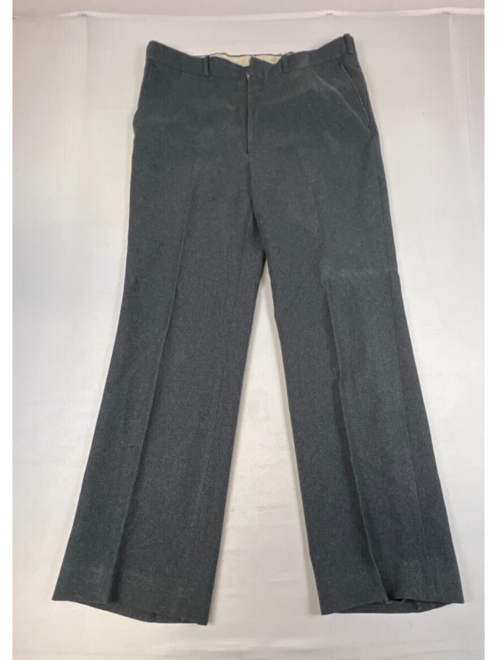 Vintage Eaton Men 34x29 Grey Pleated Dress Pants Classic Tailored Trousers